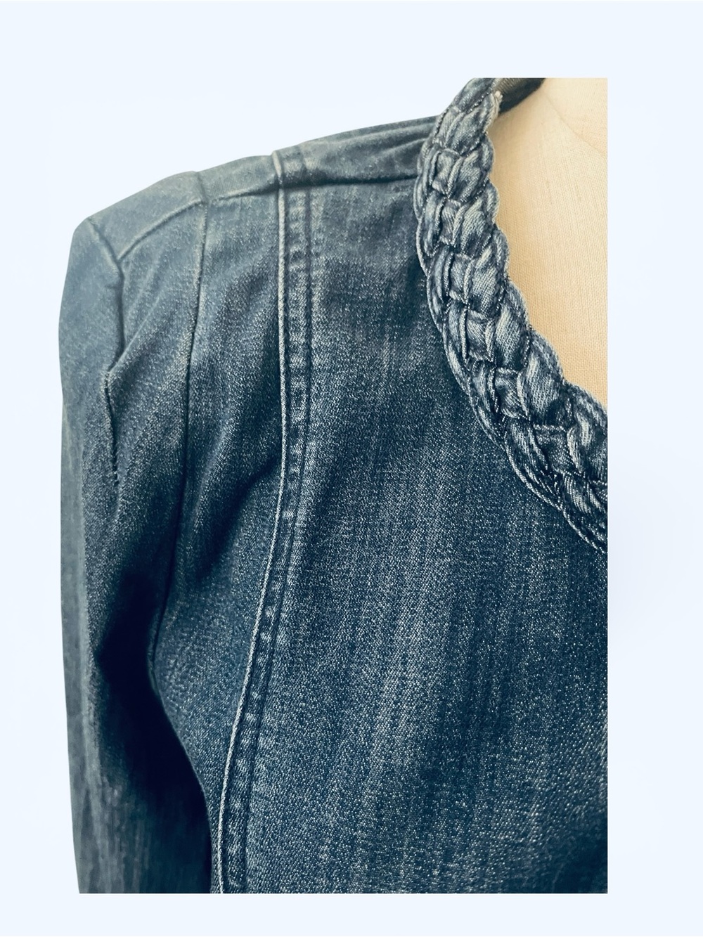 Blue Denim Braided Trim Jacket | Size Large | Australian Boutique | NWOT - Picture 9 of 11